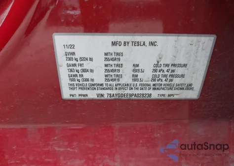 2023 Tesla Model Y Awd/Long Range Dual Motor All-Wheel Drive from USA, damaged, VIN 7SAYGDEE9PA028238